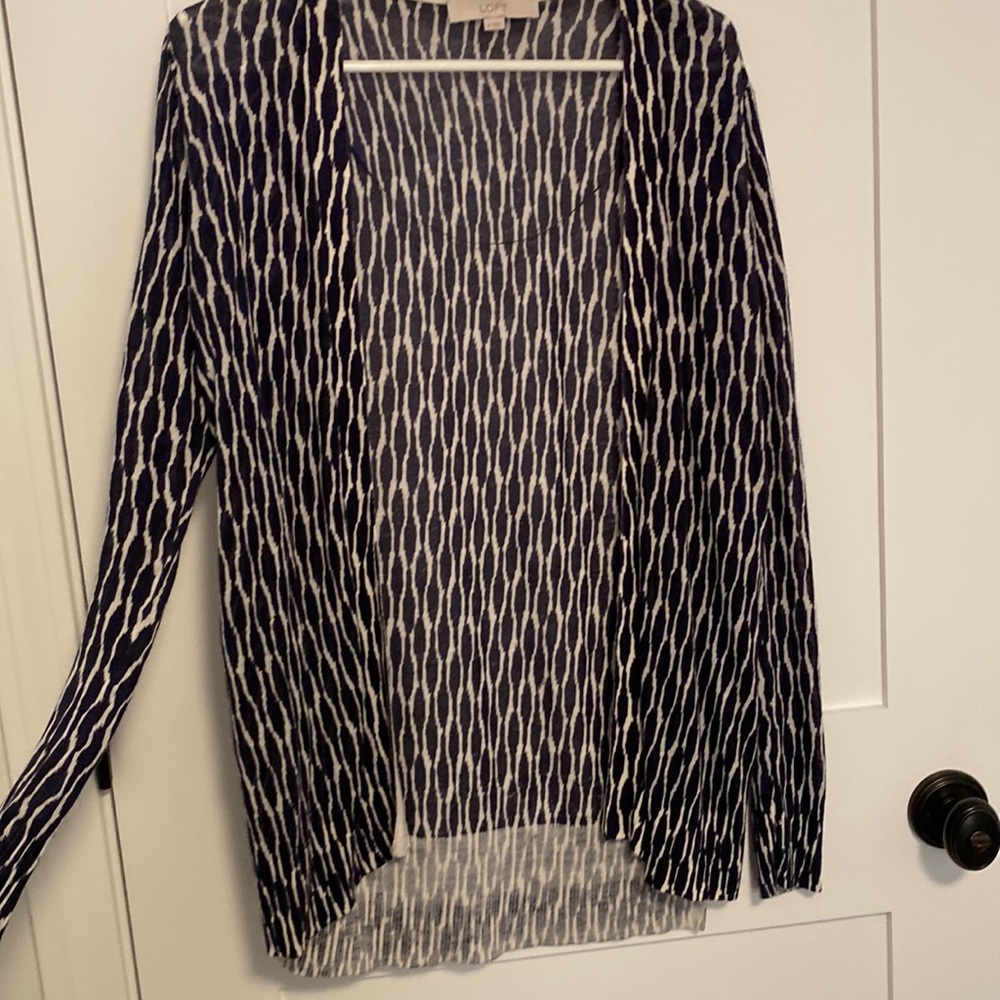 LOFT navy pattern open cardigan, Size M